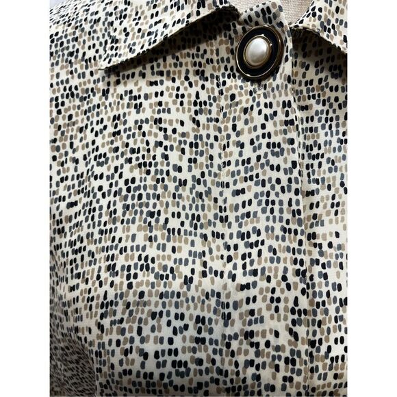 Vintage Long Sleeve Button Up Blouse Top Abstract Print Neutral Career - Picture 2 of 5